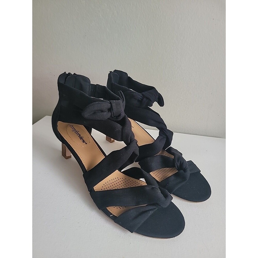 Comfortview Hazel Knotted Strappy High Heel Shoes Sz 10 Feminine Event Evening